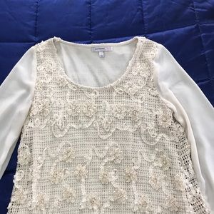 Vintage lace and sheer bell sleeve dress